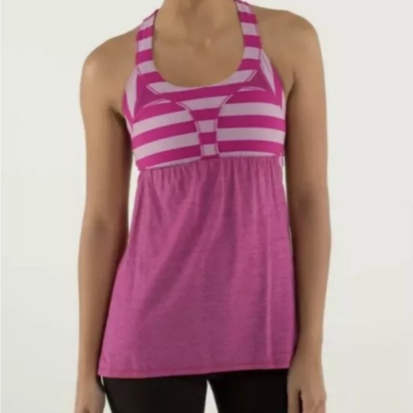 lululemon athletica Tops - < Lululemon Tank Top With Built In Striped Shelf Bra >
